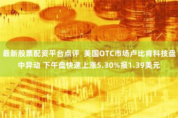 最新股票配资平台点评  美国OTC市场卢比肯科技盘中异动 下午盘快速上涨5.30%报1.39美元