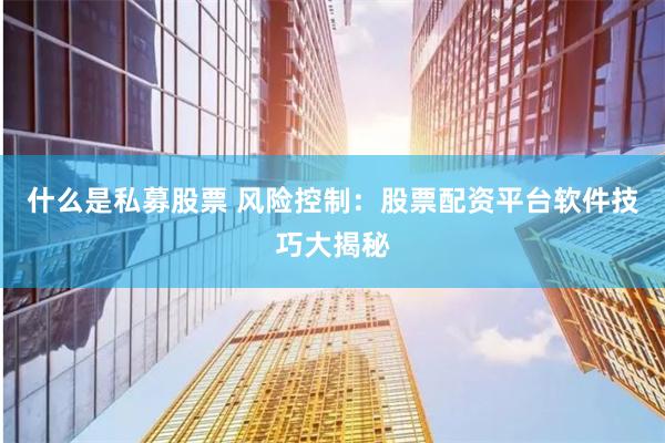 什么是私募股票 风险控制：股票配资平台软件技巧大揭秘